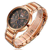 Woman's Watch High-Grade Gold Rose Gold Tungsten Dual Calendar Waterproof Watch Movement