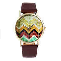 Women Watches Chevron on Wood WatchVintage Style Leather Watch Women Watches UnisexBoyfriend Watch