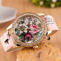 Woman Beautiful Flower Wrist Watch