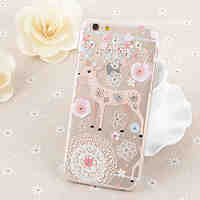 Lovely Flowers Sika Deert Pattern Transparent TPU Soft Case for iPhone 6/iPhone 6S