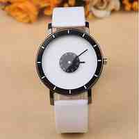 Creative double rotating seconds disc Leisure Leather Watch