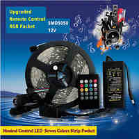 Waterproof 5M 300Pcs High Brightness SMD5050 LED 20 Keys Seven Sound Colors LED Remote Control RGB Strips IP67