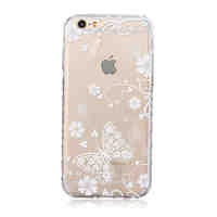 White Butterfly Pattern Transparent TPU Soft Case for iPhone 6/iPhone 6S