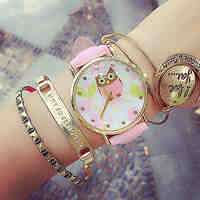 Women's Circular Quartz Fashion Wrist Watch Owl Wrist Watch (Assorted Colors)