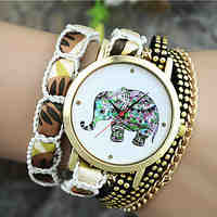 Ladies' European Style Fashion Color Elephant Wrist Watch Bracelet Watch