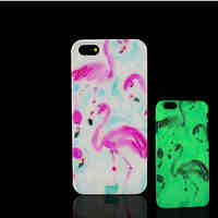 Flamingo Pattern Glow in the Dark Hard Plastic Back Cover for iPhone 5 for iPhone 5s Case