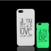 Motto Phrase Pattern Glow in the Dark Hard Plastic Back Cover for iPhone 5 for iPhone 5s Case