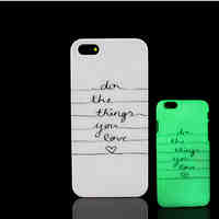 Motto Phrase Pattern Glow in the Dark Hard Plastic Back Cover for iPhone 5 for iPhone 5s Case