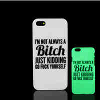 Motto Phrase Pattern Glow in the Dark Hard Plastic Back Cover for iPhone 5 for iPhone 5s Case