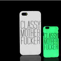 Motto Phrase Pattern Glow in the Dark Hard Plastic Back Cover for iPhone 5 for iPhone 5s Case