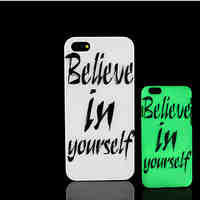 Motto Phrase Pattern Glow in the Dark Hard Plastic Back Cover for iPhone 5 for iPhone 5s Case