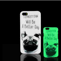 Pug Dog Pattern Glow in the Dark Hard Plastic Back Cover for iPhone 5 for iPhone 5s Case