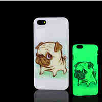 Pug Dog Pattern Glow in the Dark Hard Plastic Back Cover for iPhone 5 for iPhone 5s Case