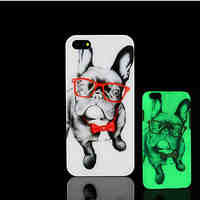 Pug Dog Pattern Glow in the Dark Hard Plastic Back Cover for iPhone 5 for iPhone 5s Case