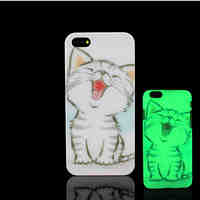 Cat Kitty Pattern Glow in the Dark Hard Plastic Back Cover for iPhone 5 for iPhone 5s Case