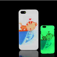 Cat Kitty Pattern Glow in the Dark Hard Plastic Back Cover for iPhone 5 for iPhone 5s Case