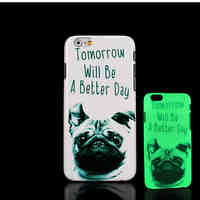 Pug Dog Pattern Glow in the Dark Hard Plastic Back Cover for iPhone 6 for iPhone 6s Case