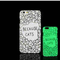 Cat Kitty Pattern Glow in the Dark Hard Plastic Back Cover for iPhone 6 for iPhone 6s Case