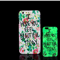 Flowers Pattern Glow in the Dark Hard Plastic Back Cover for iPhone 6 for iPhone 6s Case