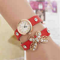 Ladies'Watch Butterfly Full Diamond Bracelet Double Ring Winding Watch