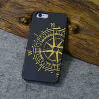 Black Wood iphone Case Compass the North Carving Concavo Convex Hard Back Cover for iPhone 6s/iphone 6