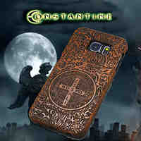 Natural Wood Samsung Case Constantine Exorcism Cross Carving Concavo Convex Back Cover for Galaxy S6 edge/S6 edge/S6