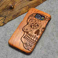 Natural Wood Samsung Case Human Skeleton Terror Religion Hard Back Cover for Galaxy S6 edge/S6 edge/S6