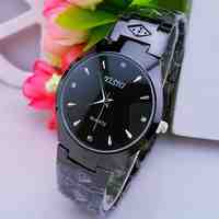 L.WEST Men's Steel Belt Diamonds Quartz Pointer Watch