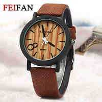 Simulation Wooden Watch Quartz Men Watches Casual Wooden Color Leather Strap Watch Wood Wristwatch Relogio Masculino