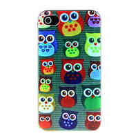 Colored Owl Pattern Hard Case for iPhone 4/4S