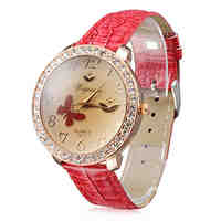 Women's PU Analog Quartz Wrist Watch (Red)