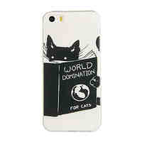 Books And Cats Pattern TPU Soft Case Phone Case for iPhone 5/5S