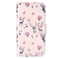 Deer Flower Pattern Embossed PU Leather Case for iPhone 5/iPhone 5S/iPhone SE