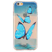 Blue butterfly Pattern TPU Relief Back Cover Case for iPhone 6/iPhone 6S