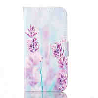 Purple flower Pattern PU Leather Case with Card Slot and Stand for iPhone 6/iPhone 6S