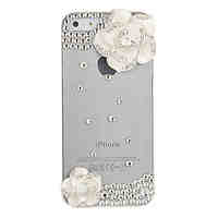 Plastic Zircon Camellia Pattern Hard Case for iPhone 5/5S