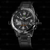 WEIDE Men's Watch Dress Watch Multi-Function Dual Time Zones Black Steel Water Resistant