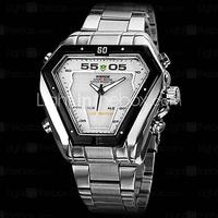 WEIDE Men's Watch Dress Watch Triangle LED Multi-Function Dual Time Zones Water Resistant