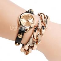 Women's Watch Golden Plated Chain Bracelet