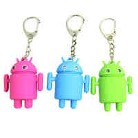 Cute Android Robot Style Keychain w/2-Blue LEDs/Sound Effect(3xAG10 Random Color)