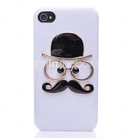 The Gentleman Face Pattern Metal Back Case for iPhone 4/4S