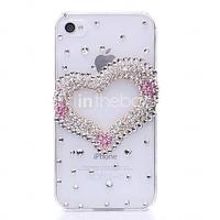 Clubs Heart Pattern Metal Jewelry Back Case for iPhone 4/4S