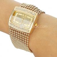 Women's Diamante Case Alloy Band Bracelet Watch