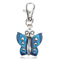 Unisex Blue Butterfly Dial Keychain Watch