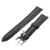 Unisex 18mm Crocodile Grain Leather Watch Band (Black)