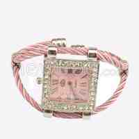 Ladies Fashion Watch Womens Fashion Watches Wire-rope Bracelet Watch Pink