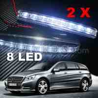 New 2X Car 8 LED DRL Driving Daytime Running Day LED Light Head Lamp Super White