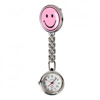 New Smile Face Nurse Fob Brooch Pendant Pocket Watch Quartz Watch Pink