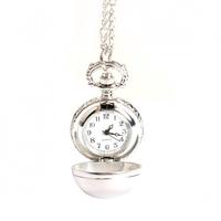 White Retro Alloy Quartz Necklace Pocket Watch Block Watch with Chain Belt