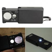 30X 60X LED Jewelery Identify Pullout Magnifier Currency Detecting Loupes